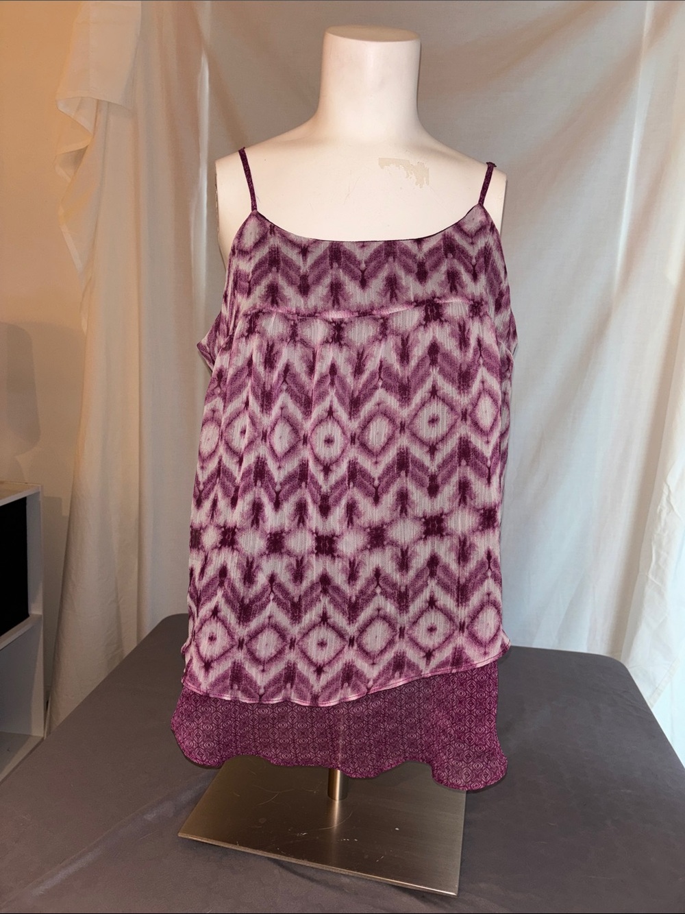 Faded Glory-Pink and Magenta Tie-Dye Camisole with Adjustable Straps